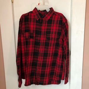 Plaid Black and Red Flannel Shirt